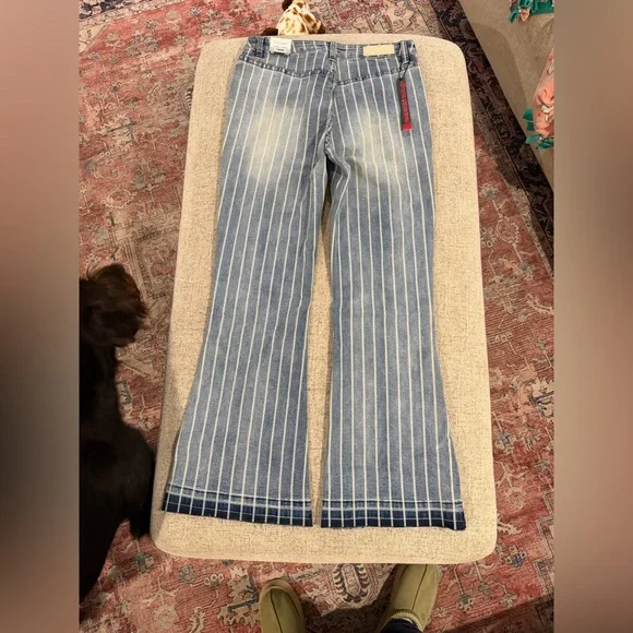Rock & Roll Denim Blue Striped Trouser Jeans - Picture 6 of 6
